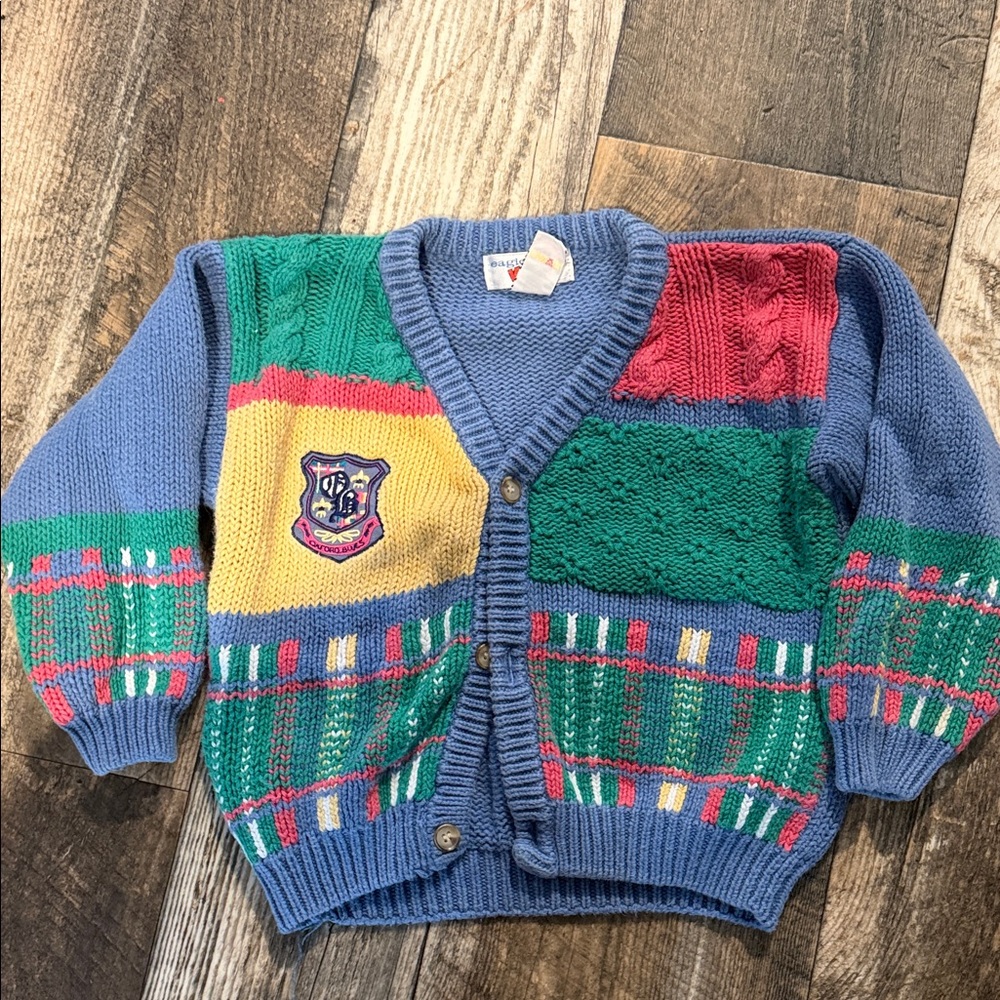 VintageColorful Kids Patchwork Cardigan